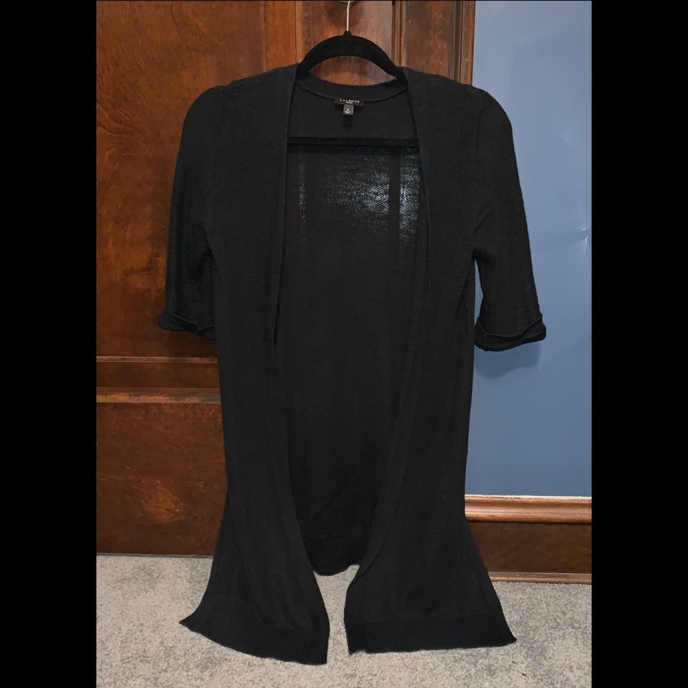 Talbots Black Half Sleeve with Button Detail Cardigan in Size P